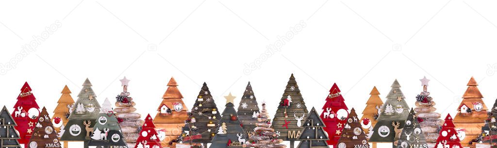 Wooden Christmas tree home decor isolated on a white background
