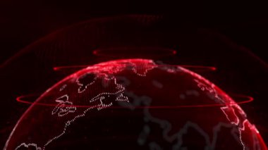 Sanal hologramın 3 boyutlu animasyonu bir gezegen çiziyor.