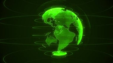 Siyah arkaplandaki neon yeşil kürenin 3 boyutlu animasyonu