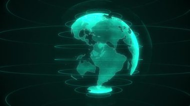 Siyah arkaplandaki neon yeşil kürenin 3 boyutlu animasyonu