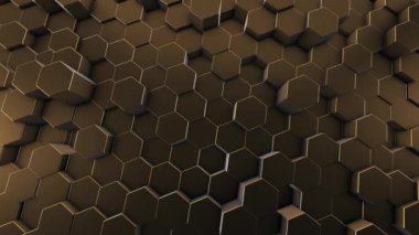 Kahverengi olarak 3B soyut altıgen geometri arkaplanı