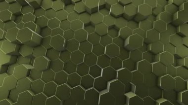 3D animated pattern of popping green hexagonal cones for backgrounds