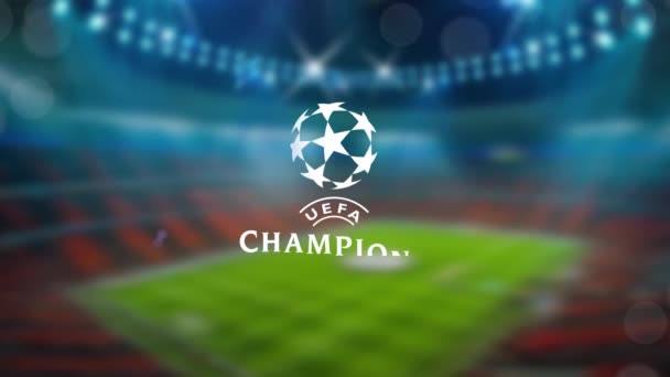 Uefa Logo Appearing Photo Stadium — Stockvideo