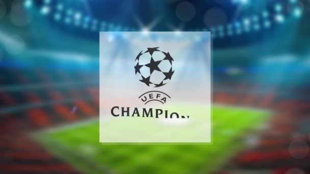 Λογότυπο Της Uefa Εμφανίζεται Φωτογραφία Σταδίου — Αρχείο Βίντεο