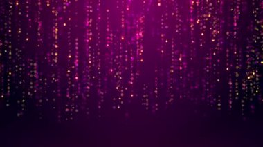 Koyu mavi arkaplana düşen parlak noktaların renkli animasyonu