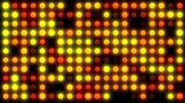 Parlak göz benzeri noktaların renkli animasyonları koyu siyah bir arka planda yanıp kayboluyor.