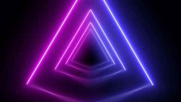 Neon Violet Blue Led Triangular Portal Background — стоковое видео