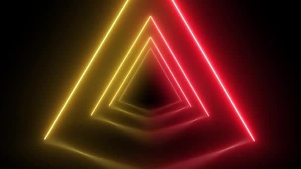 Neon Yellow Red Led Triangular Portal Background — стоковое видео
