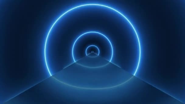Neon Blue Led Circular Portal Background — стоковое видео