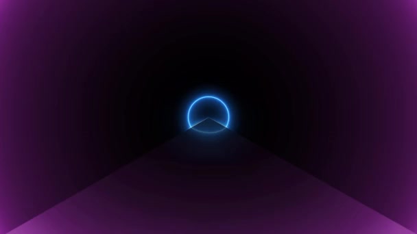 Neon Blau Led Kreisförmigen Portalhintergrund — Stockvideo