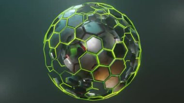 Gölgeli arka planda üç boyutlu küre etkisi. Küre içinde plazma. Sihirli ya da Mistik görsel özel efekt. 4K döngüsü. 3d oluşturma