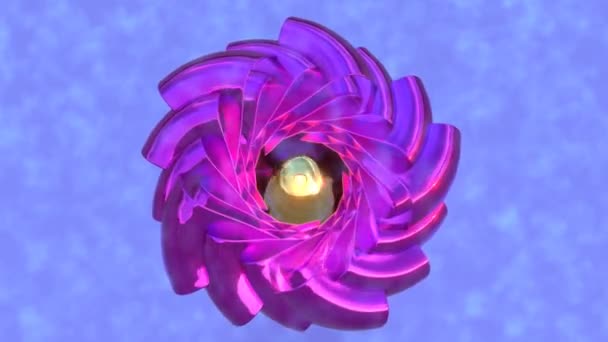 金属の花 美しいピンクとクロムのドロップダウンの花 4Kループ 3Dレンダリング — ストック動画