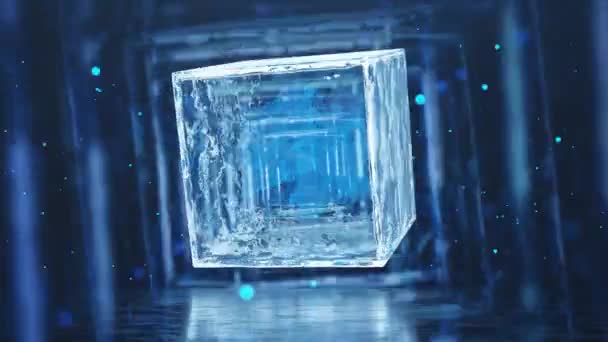 Cubo Gelo Cubo Água Congelado Forma Fundo Abstrato Desenho Geada — Vídeo de Stock