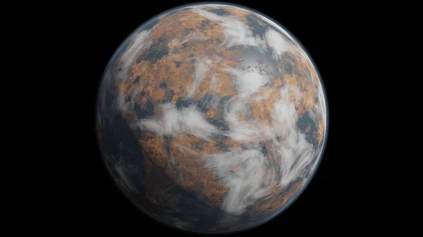 Alien Planet Planet Mit Atmosphäre Und Wolken Isoliert Schwarzen Raum — Stockfoto