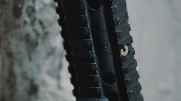 Rail Interface System RIS standard rails on the special automatic rifle - close up — Stock Video