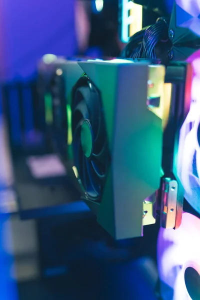Video card with a powerful cooling system for a desktop computer —  Fotos de Stock