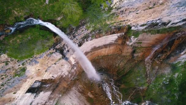 Top Skott Enorm Kinchkha Vattenfall Georgien Europa Högkvalitativ Film — Stockvideo