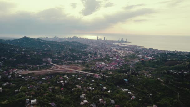 Adjara Gürcistan Daki Dağlardan Batumi Karadeniz Havadan Görünüşü Evet Yüksek — Stok video
