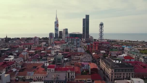 Letecký Panoramatický Výhled Město Batumi Gruzii Evropu Pobřeží Černého Moře — Stock video