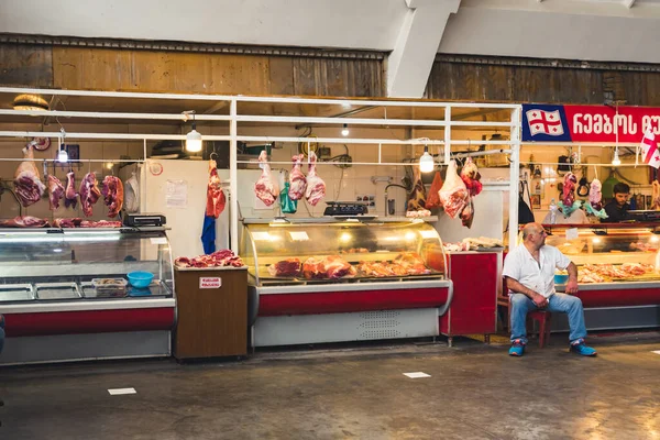 2022 Kutaisi Georgia Mercado Rua Georgiano Balcões Carne Foto Alta — Fotografia de Stock