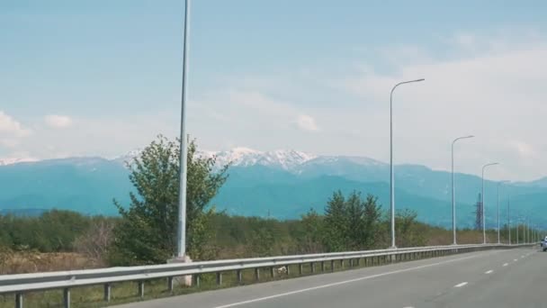 Silnice Pozadí Krásné Kavkazské Hory Georgia Krajina Venkově Vysoce Kvalitní — Stock video