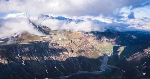 Vista Aerea Grandi Montagne Del Caucaso Kazbegi Georgia Foto Alta — Foto Stock