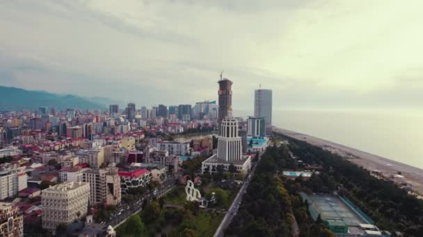 Живописный Вид Воздуха Красивый Город Батуми Аджария Грузия Высококачественные Кадры — стоковое видео