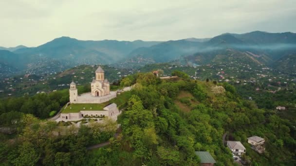 Panorama Aéreo Batumi Sameba Iglesia Santísima Trinidad Cresta Mesjetiana Imágenes — Vídeos de Stock