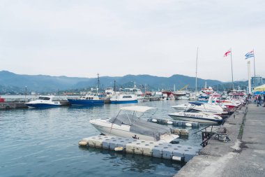 Adjara, Georgia 'daki Batumi limanının manzarası. Yüksek kalite fotoğraf
