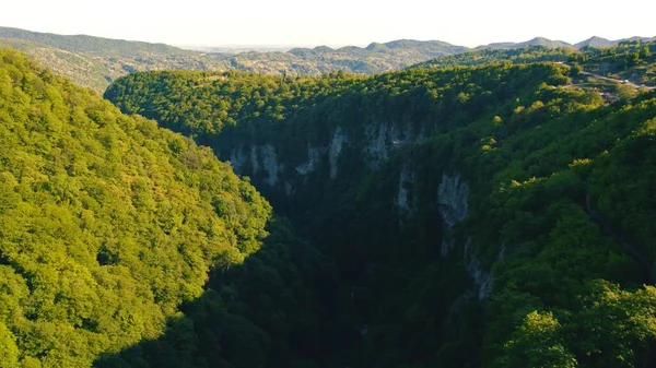 Ascending View Okatse Canyon All Its Magnificent Beauty Aerial Shot — Stock Photo, Image