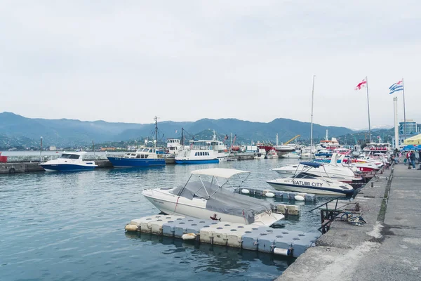 Adjara, Georgia 'daki Batumi limanının manzarası. Yüksek kalite fotoğraf