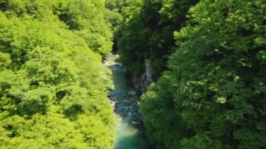 Gürcistan 'ın Samegrelo bölgesindeki Martvili Kanyonu' ndaki Okatse nehri manzarası. Yüksek kalite 4k görüntü