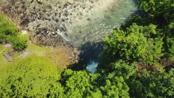 Hermosa Vista Ascendente Una Cascada Bosque Imágenes Alta Calidad — Vídeos de Stock