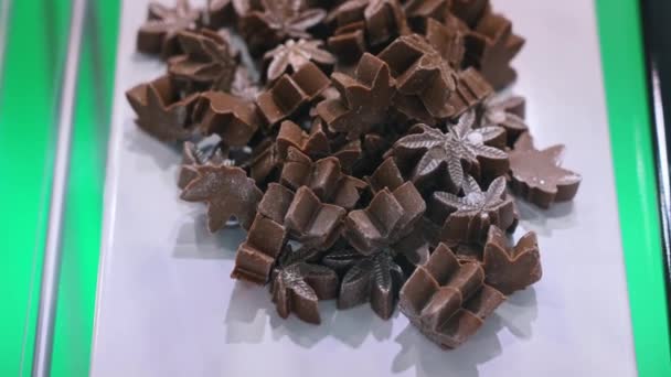 Cannabis Cbd Cbg Chocolate Brown Weed Cookies Shape Marijuana Leaves — Stock Video