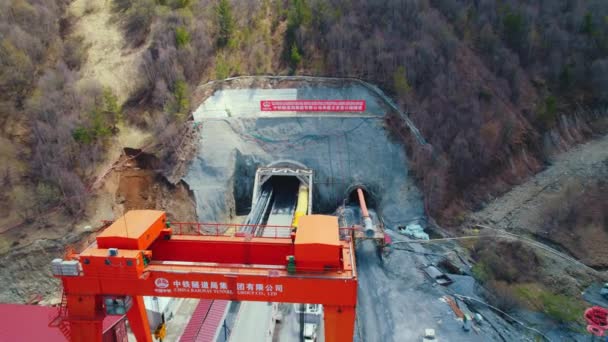 2022 Sioni Georgia Construcción Túneles Montaña Imágenes Alta Calidad — Vídeos de Stock