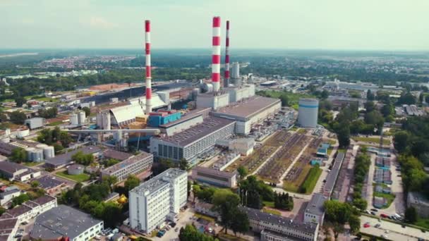 2022 Varsovia Polonia Vista Aérea Del Dron Central Térmica Eléctrica — Vídeos de Stock