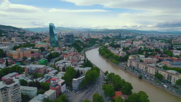 2022 Tbilisi Georgia Panoramatický Venkovní Záběr Historického Města Tbilisi Zakřivenou — Stock video