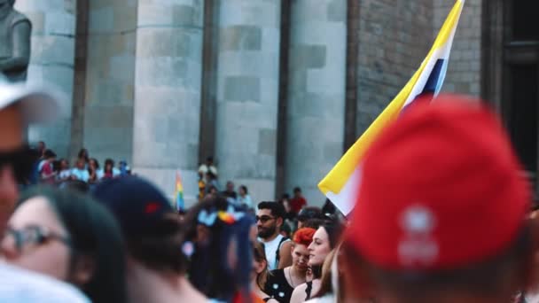 2022 Varsovie Pologne Foule Manifestants Lgbtqai Lors Fin Défilé Pour — Video