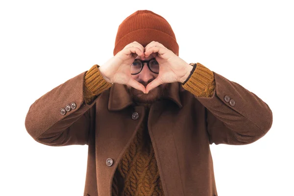 Man His 30S Making Heart Shape Gesture His Fingers Isolated —  Fotos de Stock