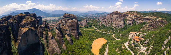 Panoramic Photography Concept Aerial View Famous Greek Monasteries Perched Edge —  Fotos de Stock