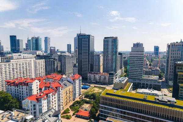 2022 Варшава Польща Вид Повітря Дронів Еклектичного Міста Багато Архітектурних — стокове фото