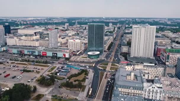 2022 Warsaw Poland City Life Concept Roman Dmowski Roundabout Surroundings — Stockvideo