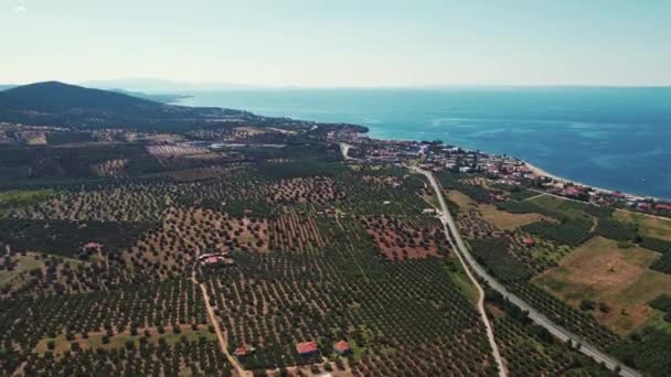 Beautiful Aerial View Torones Kolpos Clear Blue Sky Amazing Dark — Stok Video