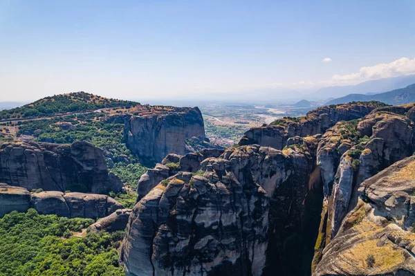 Birds Eye View Meteora Complex Greece High Quality Photo —  Fotos de Stock