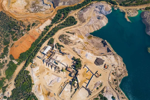 aerial view of open pit mine in Greece, human and environment concept. High quality photo