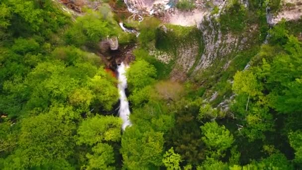 Ascending Shot Huge Beautiful Waterfall River High Quality Footage — Stockvideo