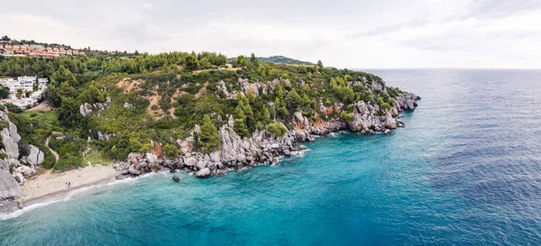 Marvelous Aerial View Kassandra Cliffs Paliouri Greece High Quality Photo — стоковое фото
