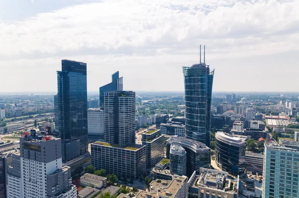 2022 Warsaw Poland Three Skyscrapers Warsaw Spire Warsaw Unit Skyliner — стокове фото