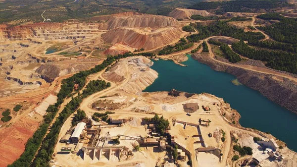 Birds Eye Perspective Open Pit Mine Greece Various Workplaces Concept — Stock Photo, Image