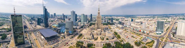 2022 Warsaw Poland Full Long Panoramic Shot Downtown Warsaw Various — стокове фото